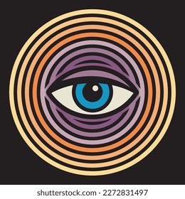 Abstract stamp or emblem with the Abstract Human Eye, vector illustration