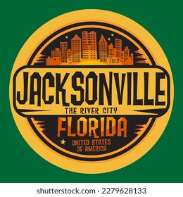 Abstract stamp or emblem with Jacksonville, Florida name, vector illustration