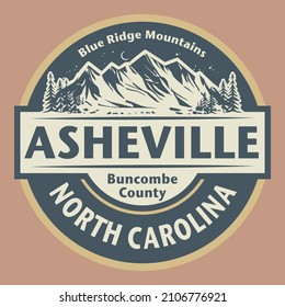 Abstract stamp or emblem with the name of Asheville, North Carolina, vector illustration