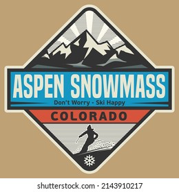 Abstract stamp or emblem with the name of Aspen - Snowmass, Colorado, vector illustration