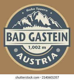 Abstract stamp or emblem with the name of Bad Gastein, Austria, vector illustration