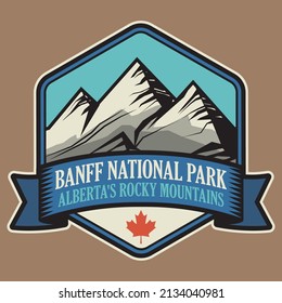 Abstract stamp or emblem with the name of Banff National Park, Alberta, Canada, vector illustration