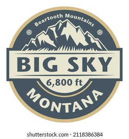 Abstract stamp or emblem with the name of Big Sky, Montana, vector illustration