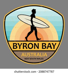 Abstract stamp or emblem with the name of Byron Bay, Australia, vector illustration