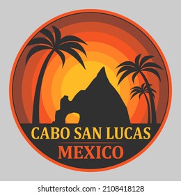 Abstract stamp or emblem with the name of Cabo San Lucas, Mexico, vector illustration