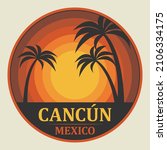 Abstract stamp or emblem with the name of  Cancun, Mexico, vector illustration