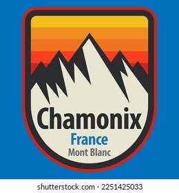 Abstract stamp or emblem with the name of Chamonix, France, vector illustration