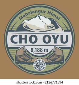 Abstract stamp or emblem with the name of Cho Oyu, Himalayas, vector illustration