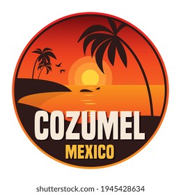 Abstract stamp or emblem with the name of Cozumel, Mexico, Caribbean Sea, vector illustration