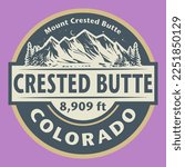 Abstract stamp or emblem with the name of Crested Butte, Colorado, vector illustration