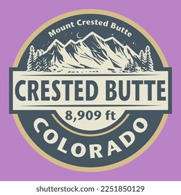 Abstract stamp or emblem with the name of Crested Butte, Colorado, vector illustration