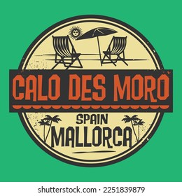 Abstract stamp or emblem with the name of Caló des Moro, Spain, vector illustration