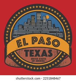 Abstract stamp or emblem with the name of El Paso, Texas, vector illustration