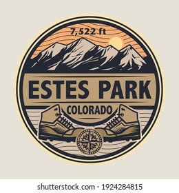 Abstract stamp or emblem with the name of Estes Park, Colorado, vector illustration