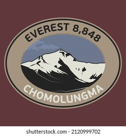 Abstract stamp or emblem with the name of Everest, Himalayas, vector illustration