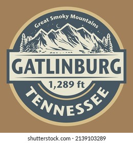 Abstract stamp or emblem with the name of Gatlinburg, Tennessee, vector illustration