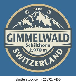 Abstract stamp or emblem with the name of Gimmelwald, Switzerland, vector illustration