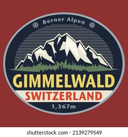 Abstract stamp or emblem with the name of Gimmelwald, Switzerland, vector illustration
