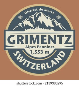 Abstract stamp or emblem with the name of Grimentz, Switzerland, vector illustration
