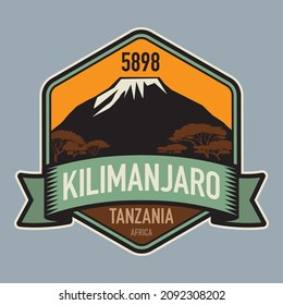 Abstract stamp or emblem with the name of Kilimanjaro, Tanzania, vector illustration