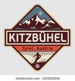 Abstract stamp or emblem with the name of Kitzbuhel, Austria, vector illustration