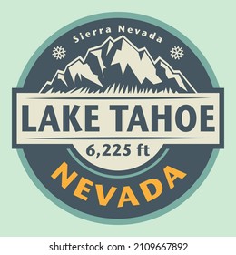 Abstract stamp or emblem with the name of Lake Tahoe, Nevada, vector illustration svg