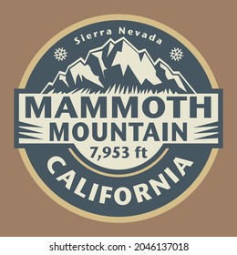 Abstract stamp or emblem with the name of Mammoth Mountain, California, vector illustration