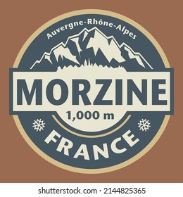 Abstract stamp or emblem with the name of Morzine, France, vector illustration