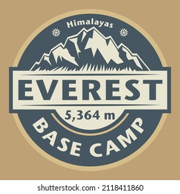 Abstract stamp or emblem with the name of Mount Everest, Base Camp, vector illustration