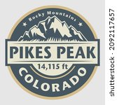 Abstract stamp or emblem with the name of Pikes Peak, Colorado, vector illustration