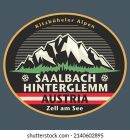 Abstract stamp or emblem with the name of Saalbach-Hinterglemm, Austria, vector illustration