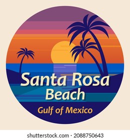 Abstract stamp or emblem with the name of Santa Rosa Beach, Florida, vector illustration