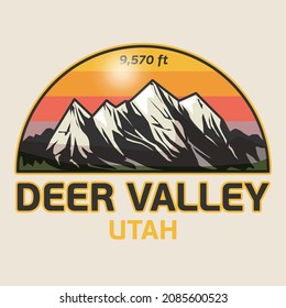 Abstract stamp or emblem with the name of SDeer Valley, Utah, vector illustration
