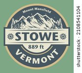 Abstract stamp or emblem with the name of Stowe, Vermont, vector illustration