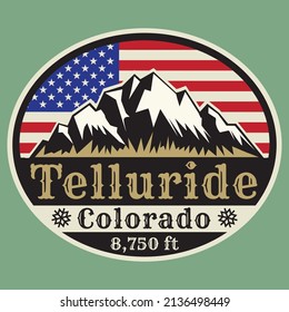 Abstract stamp or emblem with the name of Telluride, Colorado, vector illustration