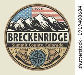 Abstract stamp or emblem with the name of town Breckenridge, Colorado, vector illustration