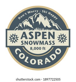 Abstract stamp or emblem with the name of town Aspen - Snowmass, Colorado, vector illustration