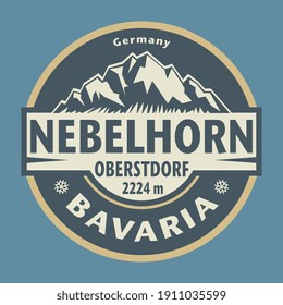 Abstrakte Stempel oder Emblem mit dem Namen der Stadt Nebelhorn - Oberstdorf, Bayern, Deutschland, Vektorgrafik