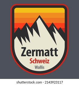 Abstract stamp or emblem with the name of Zermatt, Switzerland, vector illustration