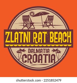 Abstract stamp or emblem with the name of Zlatni Rat Beach, Croatia, vector illustration