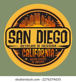 Abstract stamp or emblem with the San Diego, California name, vector illustration