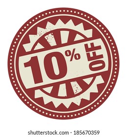 Abstract stamp or label with the text 10 percent off written inside, vector illustration