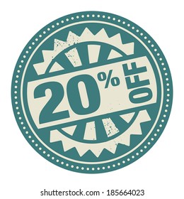Abstract stamp or label with the text 20 percent off written inside, vector illustration