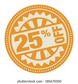 Abstract stamp or label with the text 25 percent off written inside, vector illustration