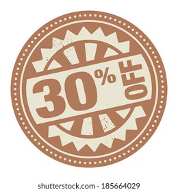 Abstract stamp or label with the text 30 percent off written inside, vector illustration
