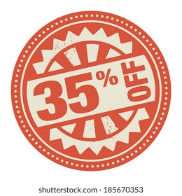 Abstract stamp or label with the text 35 percent off written inside, vector illustration