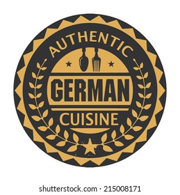 Abstract stamp or label with the text Authentic German Cuisine written inside, vector illustration