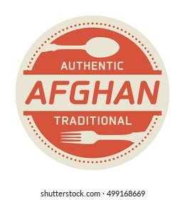 Abstract Stamp Or Label With The Text Authentic Afghan Cuisine Written Inside, Vector Illustration
