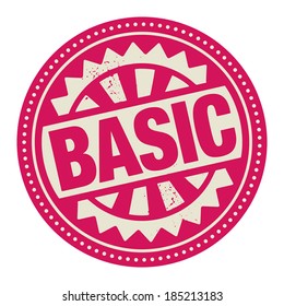 Abstract stamp or label with the text Basic written inside, vector illustration