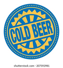 Sello abstracto o etiqueta con el texto Cerveza fría escrito en el interior, ilustración vectorial